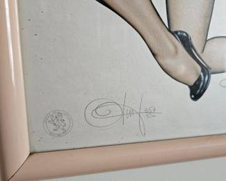 Signed & numbered litho "Pretty Peepers" featuring icon Betty Page by artist OLIVIA De Bernardinis.