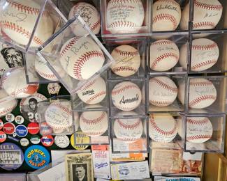 Over 50 autographed baseballs by HOFamers, US Presidents & Celebrities.