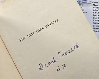 1943 copy of The New York Yankees by Frank Graham & autographed by NY Yankee Frank Crosetti.