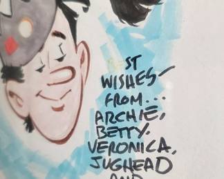Hand-signed watercolor sketch of the Archie Comics gang by artist Stan Goldberg.