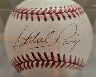 Autographed baseball by HOF Satchel Paige.