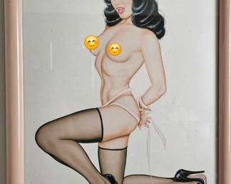 Signed & numbered litho "Pretty Peepers" featuring icon Betty Page by artist OLIVIA De Bernardinis.