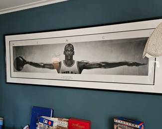 Vintage iconic 1989 Nike Michael Jordan autographed "Wings" poster.
