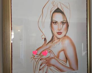 Many signed & framed pinup art by artist OLIVIA De Berardinis.