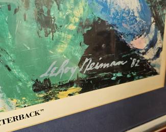 Limited edition framed lithograph signed by HOF Roger Staubach & artist Leroy Neiman.