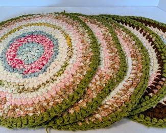 Five Handmade Farmhouse Rag Rug Placemats