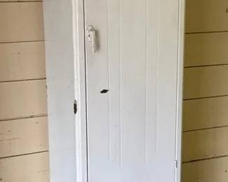 White Wood  Metal Storage Cabinet
