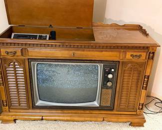 Vintage Sylvania Console TV with Radio  8Track Player