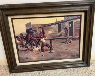 Death of a Gambler Framed Art Print by Western Artist Charles Marion Russell