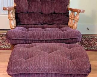 Vintage Oak Gliding Rocker With Matching Ottoman