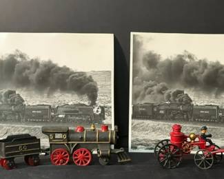 Cast Iron HorseDrawn Steam Pumper Fire Wagon, Train  More