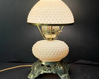Vintage Hobnail White Milk Glass Lamp