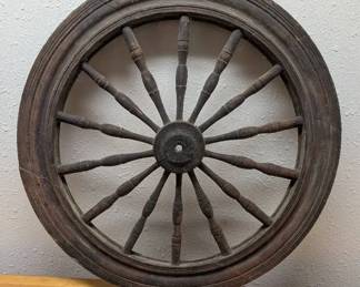 Antique Wooden Wagon Wheel  Small