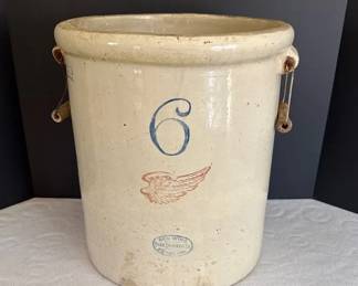 004 Antique 6Gallon Red Wing Union Stoneware Crock