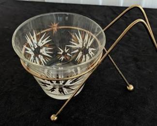 Federal Glass Starburst Dish with Holder
