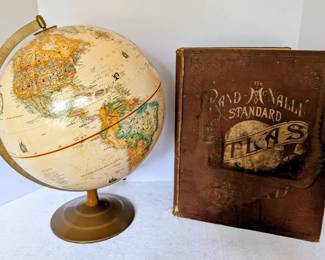 1890 Rand McNally Atlas  Replogle World Globe