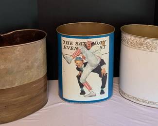 Three Vintage Metal Waste Baskets