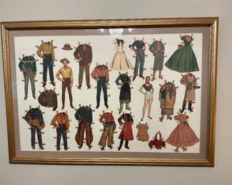 From the 1940s, framed paper dolls, these are so good looking!