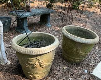 Heavy pair of concrete planters