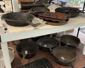 Great collection of vintage cast-iron skillets
