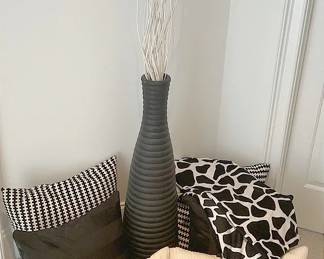 Black White Decor Pillows And Vase