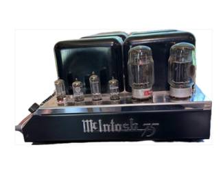 MC-75  MC75 - $4000 For Pair The&nbsp;McIntosh MC75&nbsp;is considered by many enthusiasts to be the pinnacle of McIntosh’s classic mono tube amplifiers. Originally produced from&nbsp;1961 to 1970, it is a&nbsp;75-watt monaural power amplifier, requiring two units for stereo. It was the final and most powerful evolution of McIntosh’s classic Unity Coupled mono designs before the company shifted toward more solid-state products.&nbsp; Design The MC75 uses McIntosh’s patented&nbsp;Unity Coupled Circuit, which is renowned for: • Extremely low distortion • Wide frequency response • Excellent transformer efficiency • Long output tube life Compared with earlier MC30 and MC60 models, the MC75 delivers substantially greater power while maintaining the smooth, effortless sound that made McIntosh famous.&nbsp;