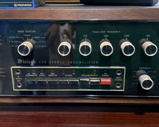$2000 -  C32 Preamp w/ Split Leg McIntosh Case - $2000 The McIntosh C32 is one of the most feature-rich vintage solid-state preamplifiers McIntosh ever built. Produced from 1977 to 1982, it was designed to be the control center of a high-end audio system and remains highly regarded for its excellent phono stage, flexible signal routing, and classic McIntosh styling.  Highlights • Solid-state stereo preamplifier • Manufactured 1977–1982 • Original retail price: $1,649 • Weight: 27 lb (12.2 kg)