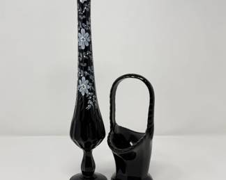 Fenton Black Swung Vase