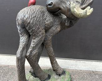 Moose & Cardinal Sculpture