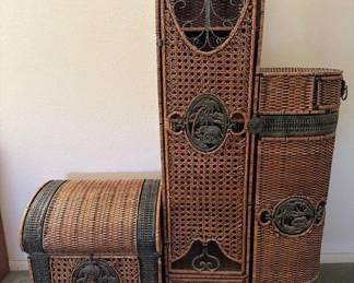 1606 Metal and Rattan Cabinet and Chest