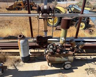 1808 Air Compressor, Bench Grinder, and Bench Vise