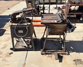 1914 Belt Sander on Stand and Portable Table Saw