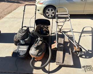 1904 Ridgid Vacuum, Yard Machines String Trimmer, Drum Dolly