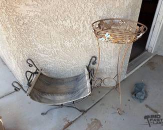 1700 Log Holder and Metal Plant Stand