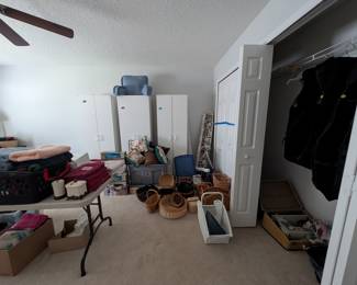 Storage Cabinets, baskets, Sewing Machines