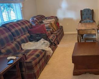 Couch & Love Seat, Coffee table, solid wood desk
