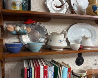 Vintage cookbooks, farmhouse decor