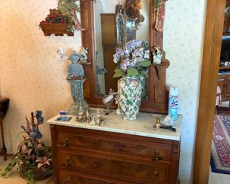 Antique dresser with marble top and mirror