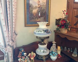 Vintage decor, hurricane lamp