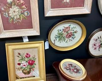 Collection of framed needlepoint 