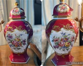 Pair of French 18th Century Sevres Porcelain Lidded Hand Painted Vases, artist signed