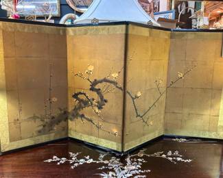 Vintage silk 4-panel screen 