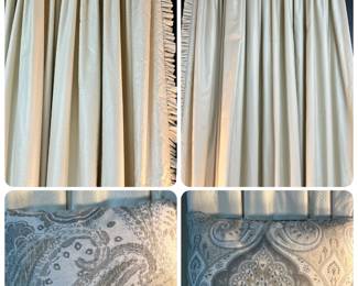 Pair of custom drapery panels and 2 coordinating throw pillows