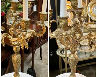 Pair of antique 5-arm candelabras 