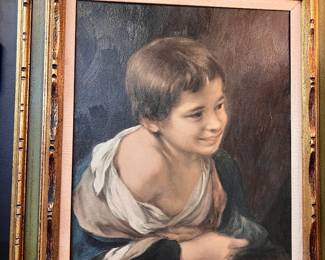 “ Peasant boy leaning on a sill” by Bartolome’ Esteban- framed reproduction