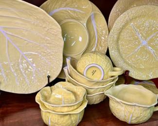 Set of vintage Secia Portugal yellow cabbage leaf china