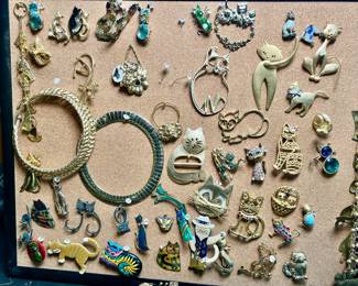 Assortment of Cat-Themed Jewelry
