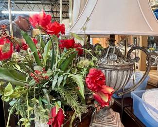 Faux Silk Floral, Large Table Lamp