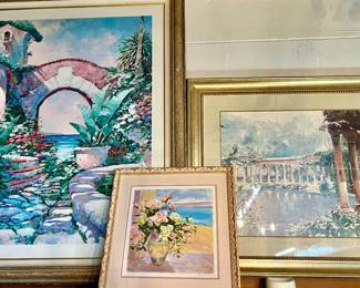 Trio of framed art prints
