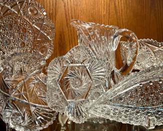 Lot of Cut Glass Serving Pieces